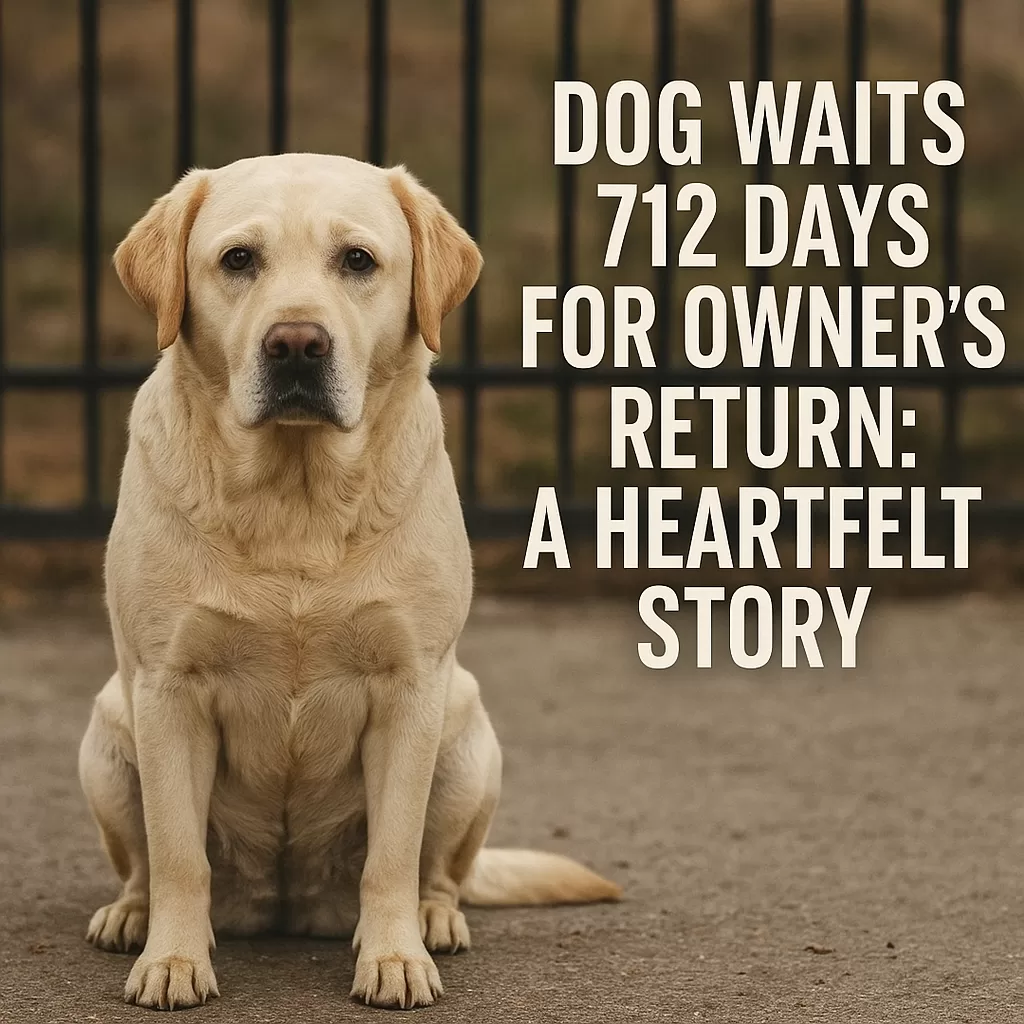 Labrador retriever patiently sitting, waiting for its owner's return after 712 days.