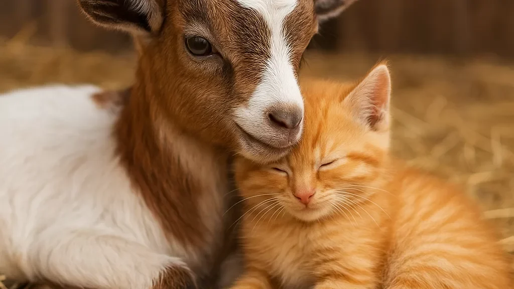 The Healing Bond of Pip the Kitten and Willow the Rescue Goat
