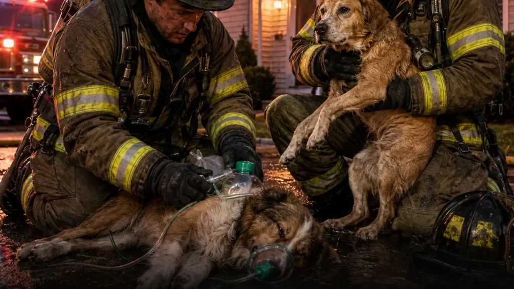 Firefighters Pulled Two Dogs From a Burning Home. One Wasn’t Breathing — Until They Brought Him Back
