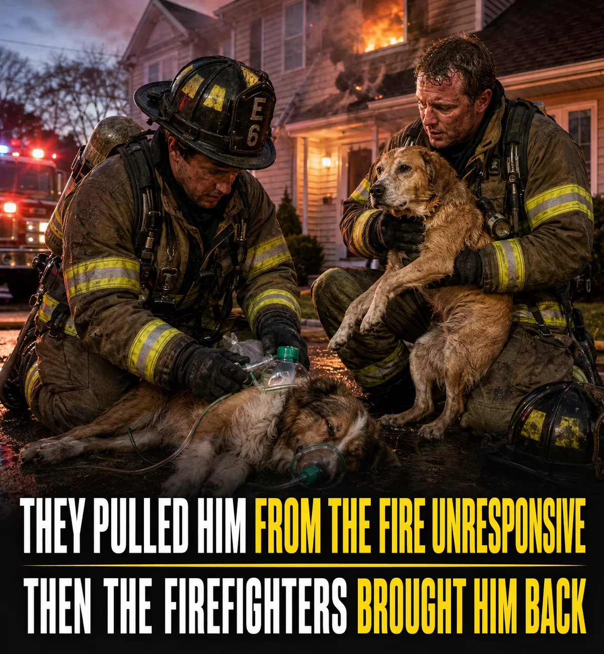 Firefighters Pulled Two Dogs From a Burning Home. One Wasn’t Breathing — Until They Brought Him Back