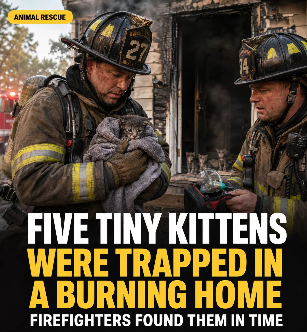 Five Tiny Kittens Were Trapped in a Burning Home. Firefighters Found Them in Time