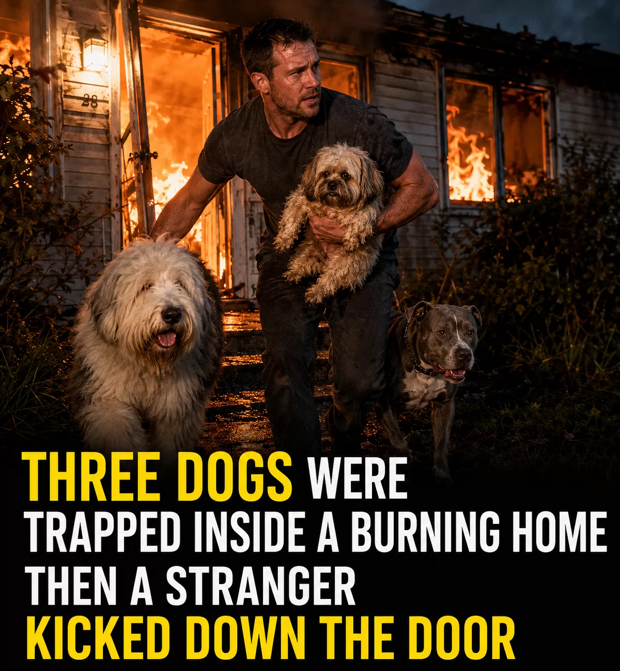 Their Home Was Burning With Three Dogs Trapped Inside. Then a Stranger Kicked Down the Door