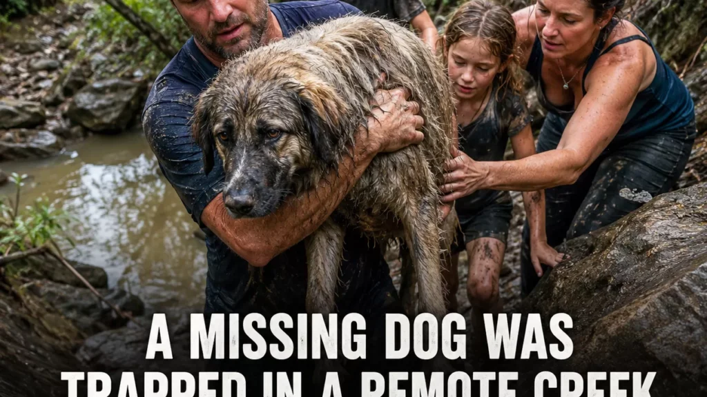 They Thought They Saw a Wild Animal in the Creek. Then a Dog’s Face Rose From the Freezing Water